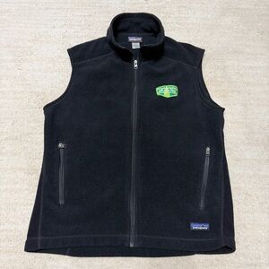 Patagonia Synchilla Vest Black Fleece Full Zip Outdoor Hiking Men's Large Logo